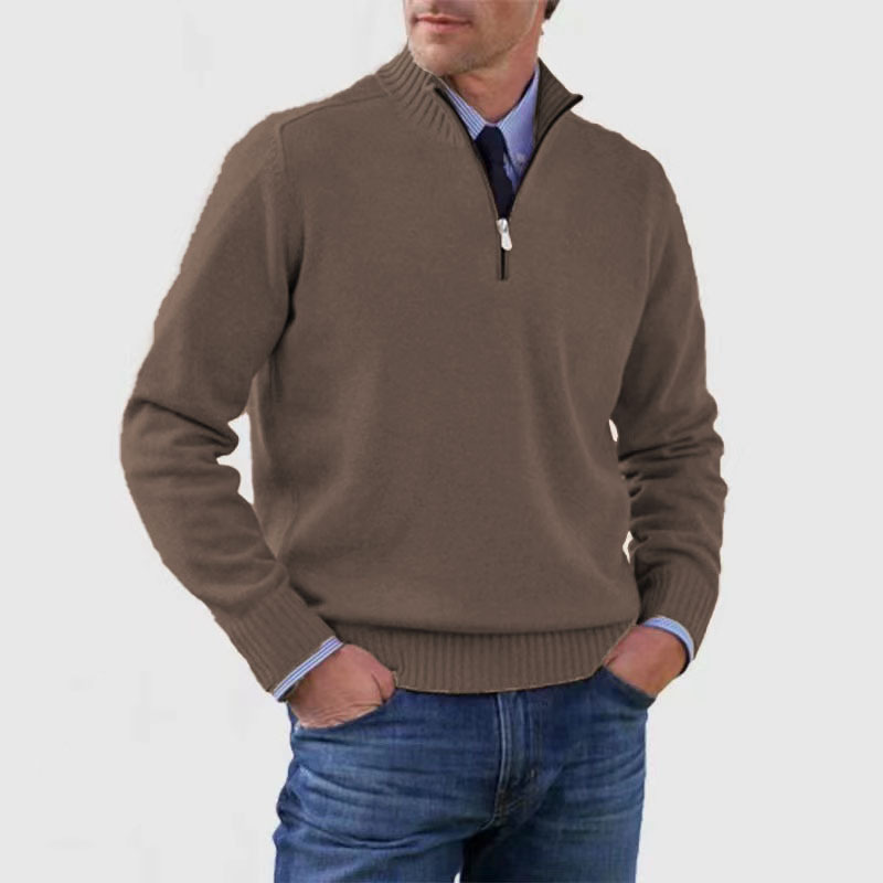 Men’s Half-Zip Sweater | Knitted Pullover with Stand Collar