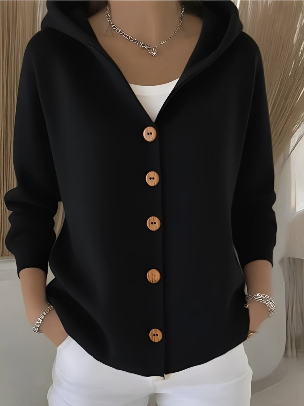 Rynelle – Women’s Hooded Long-Sleeve Knit Cardigan