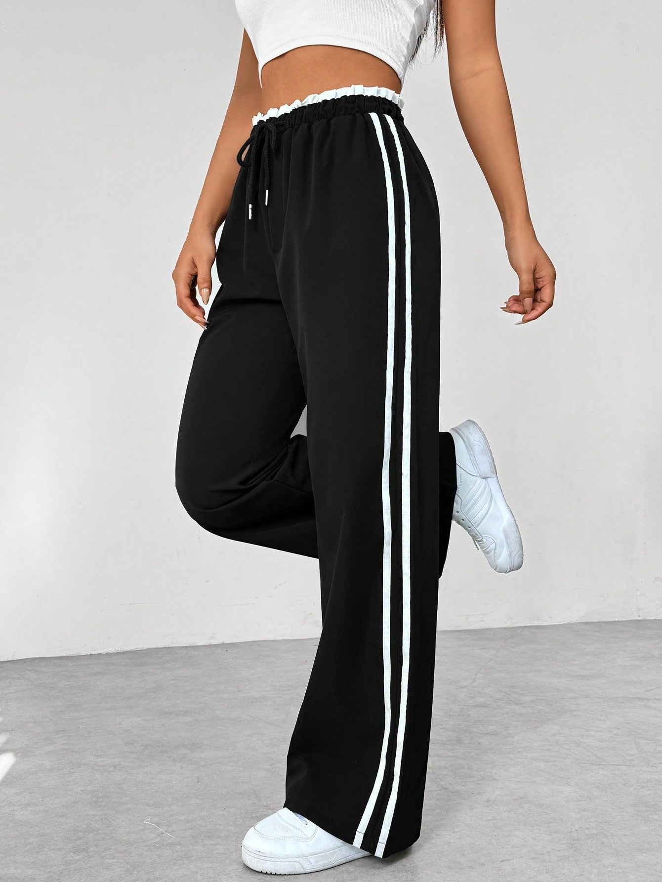 Women’s Wide-Leg Trousers - Full-Length Sports Design