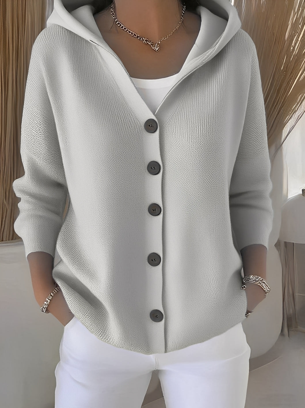 Rynelle – Women’s Hooded Long-Sleeve Knit Cardigan
