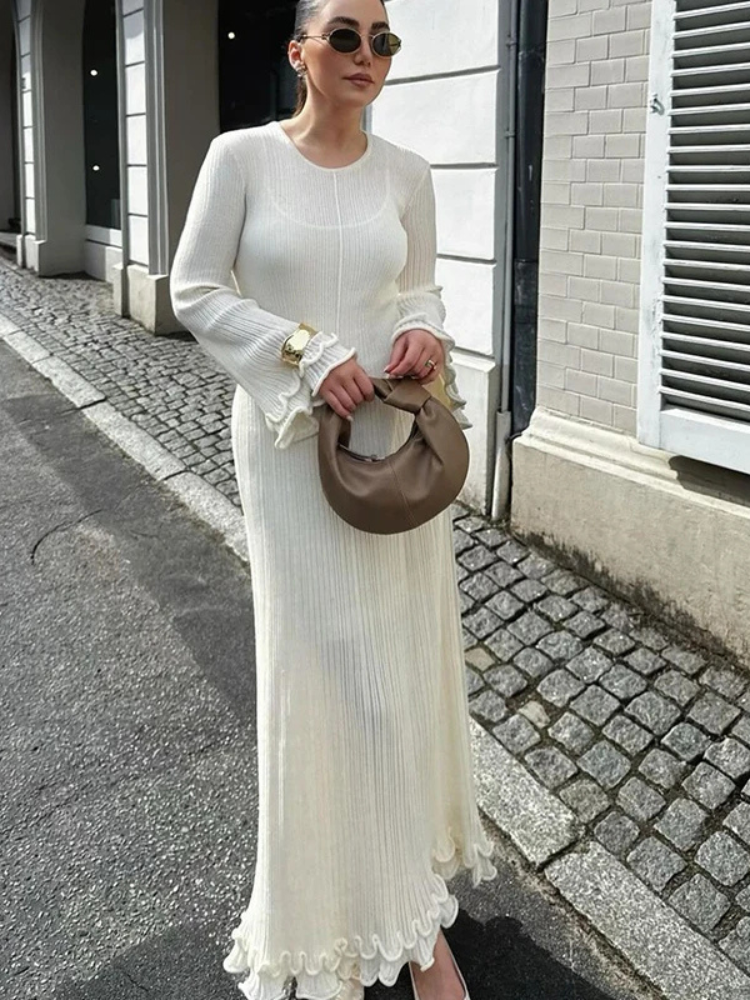 Elisora | Women’s Long Dress | Ruffled Pleated