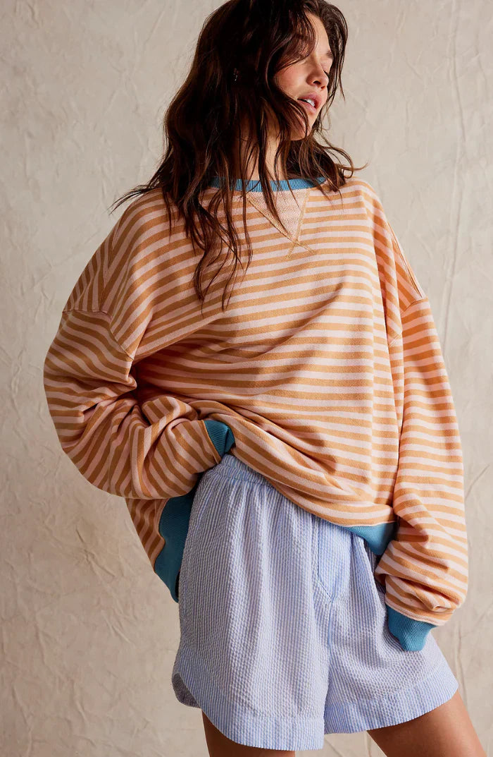 Women’s Jumper - Striped Knit Loose Crew Neck