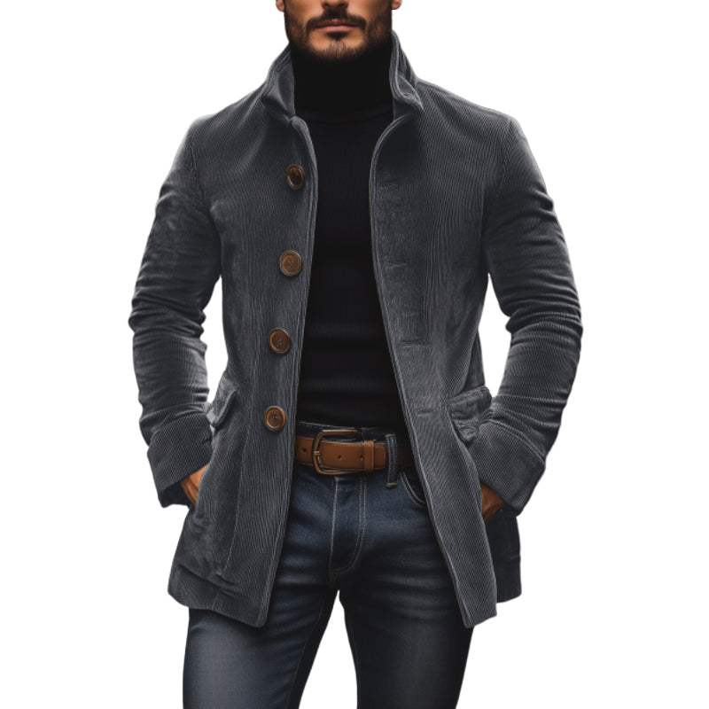 Alvaren – Men’s Corduroy Coat with Stand Collar