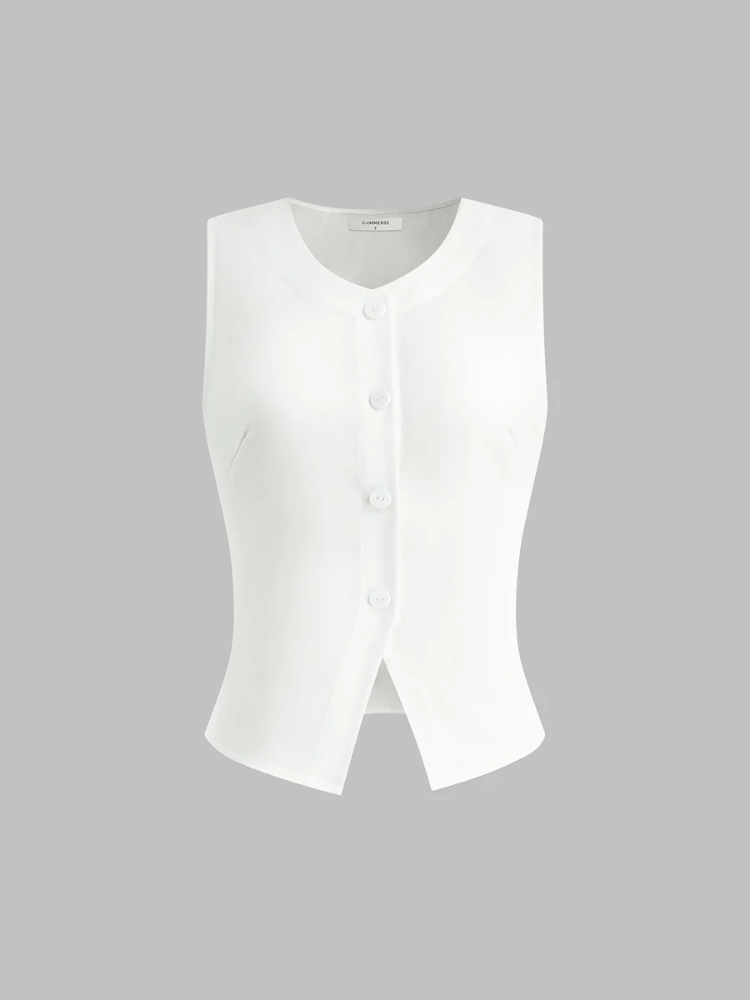 Estelle | Women’s Tank Top | Linen Blend Button Up