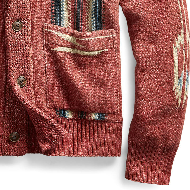 Men's vintage knit jumper | Jacquard lapels
