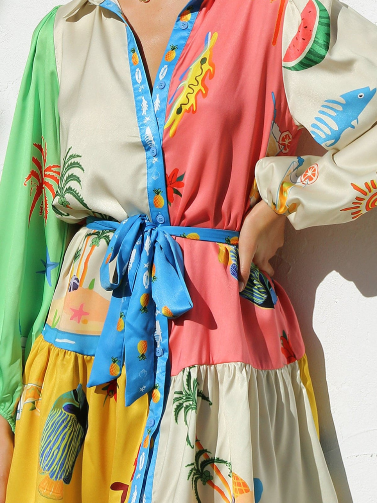 Nina | Women’s Printed Mini Dress | Multicolour Flowy