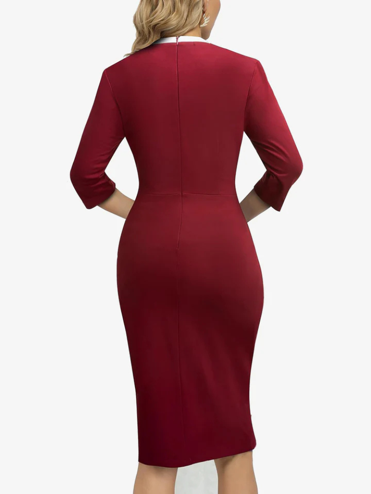 Taylor | Women’s Midi Dress | Colorblock Sheath 3/4 Sleeve