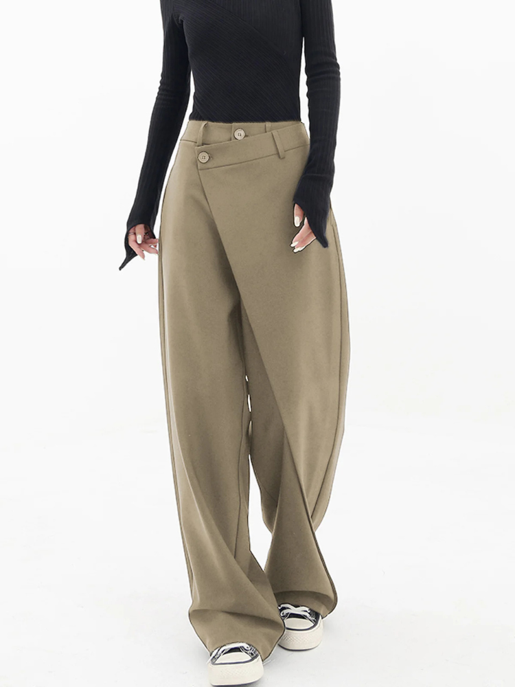 Elina | Women’s Wide-Leg Dress Pants | Asymmetrical & Elegant