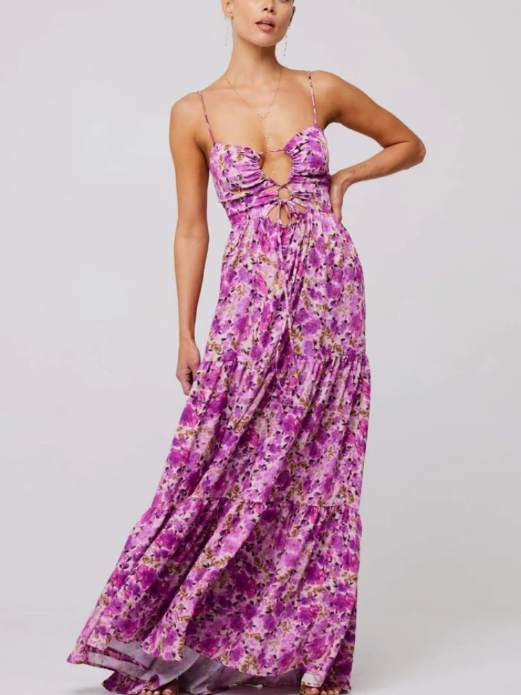 Isla | Women’s Printed Maxi Dress | Cut-Out & Slip Style