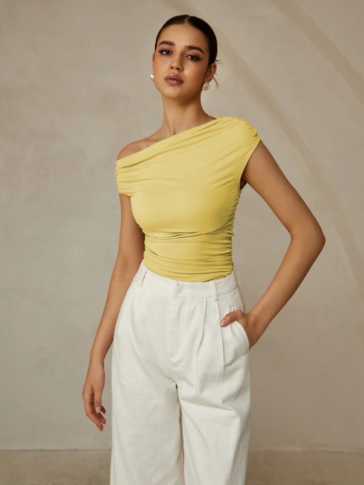 Nessa | Women’s Top | Asymmetrical Neck Sleeveless Casual