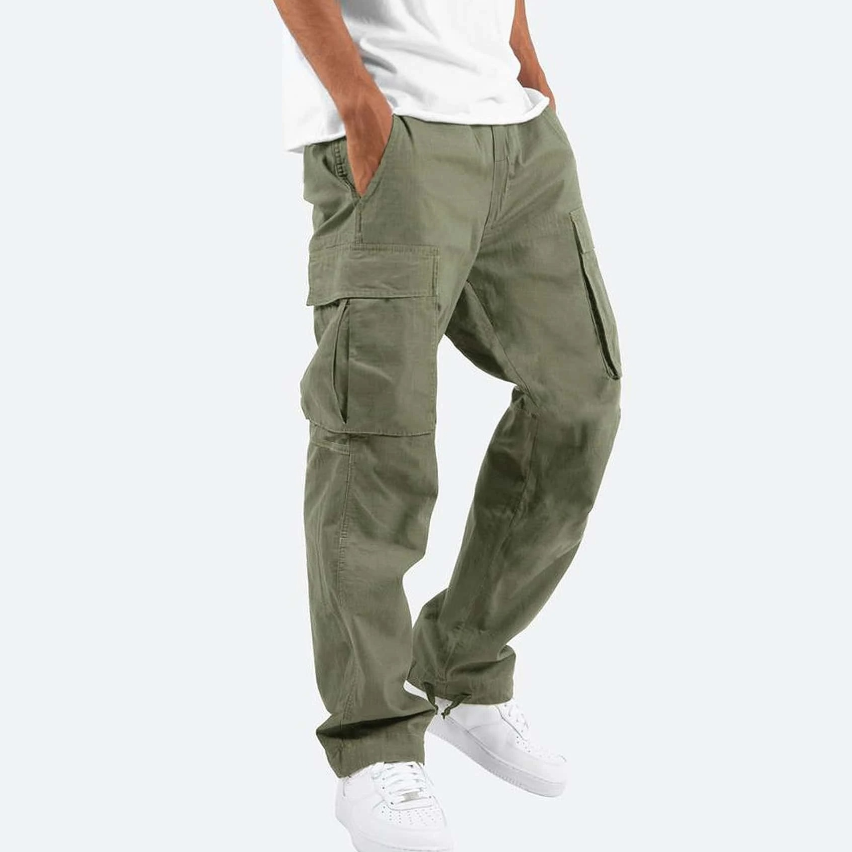 Men’s Straight-Leg Trousers – Multi-Pocket Design