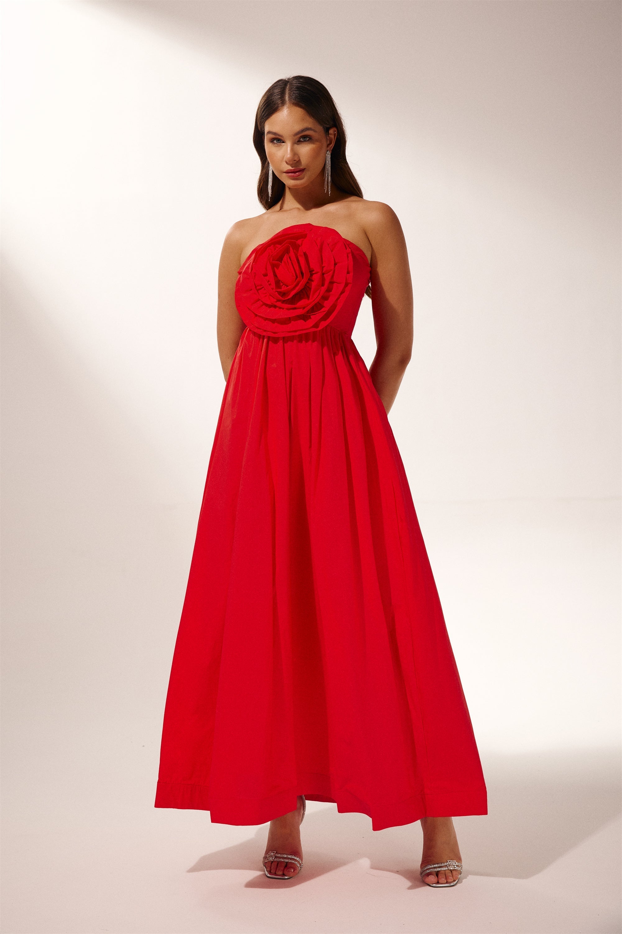 Strapless Rose Maxi Dress | Elegant & Romantic | Perfect for Special Occasions