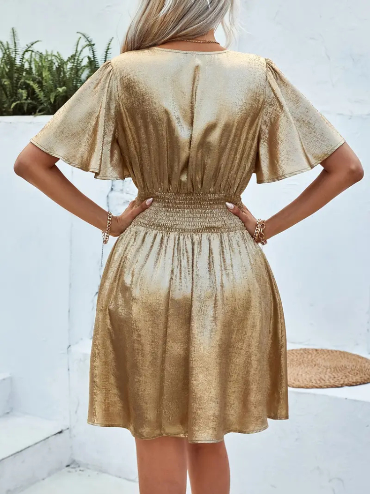 Mireille | Women’s Dress | Metallic A-Line Mini Fit