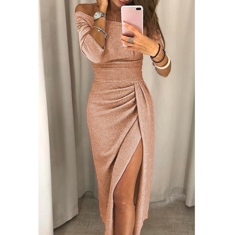 Alessandra | Women's Off-Shoulder Dress | Elegant Satin