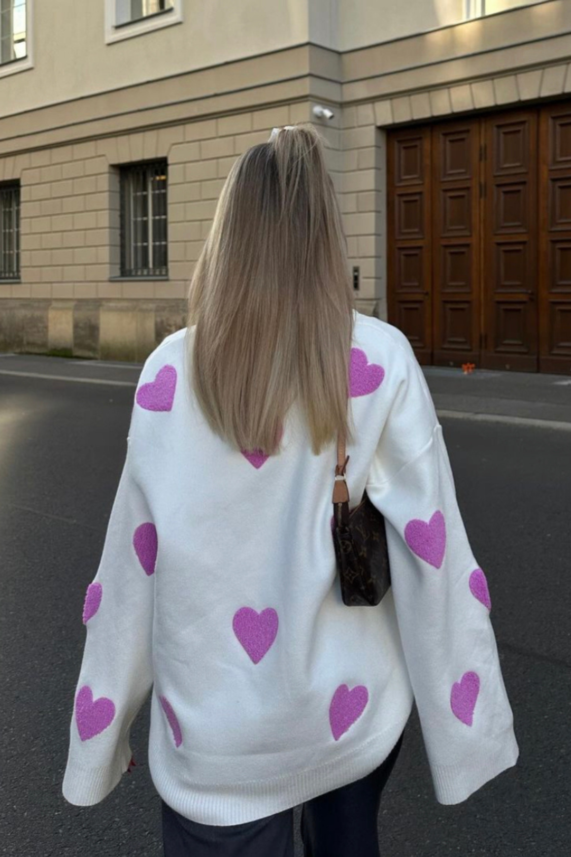 Oversized Heart Print Sweater | Cozy & Playful | Soft Knit