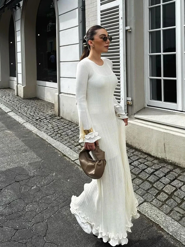 Elisora | Women’s Long Dress | Ruffled Pleated