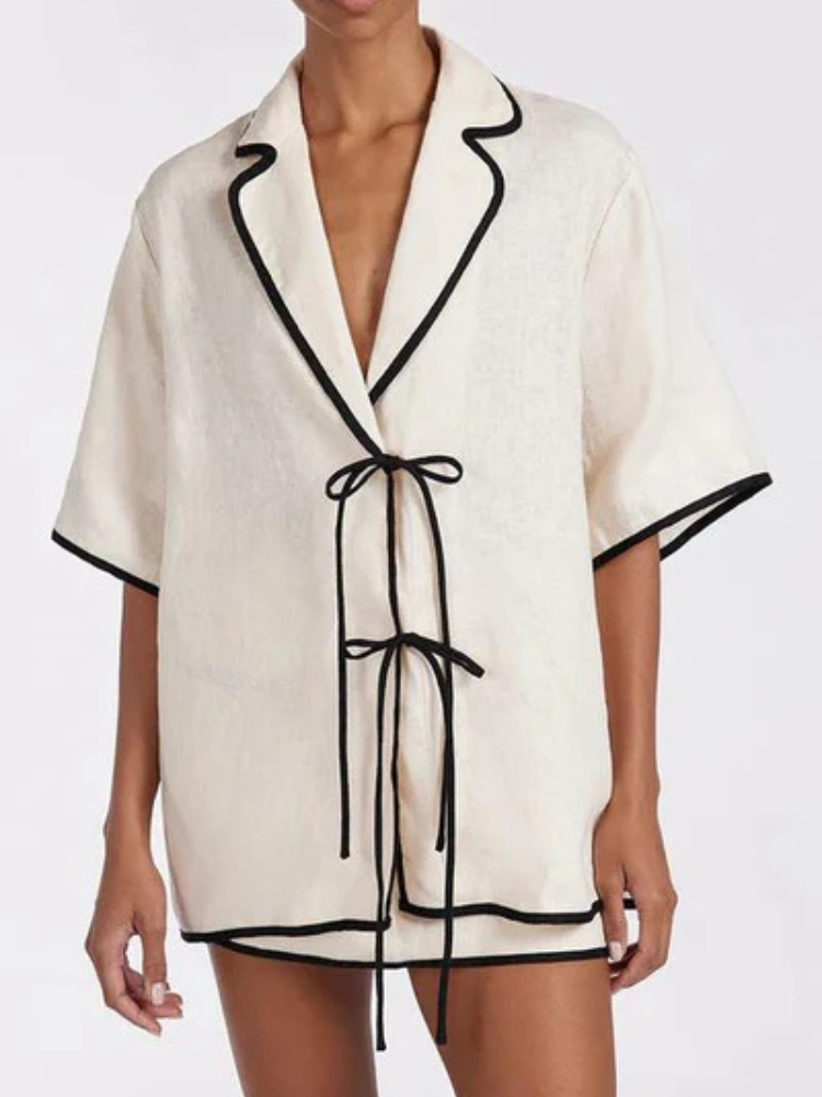 Violet | Women’s Skirt Set | Oversized Contrast Tie