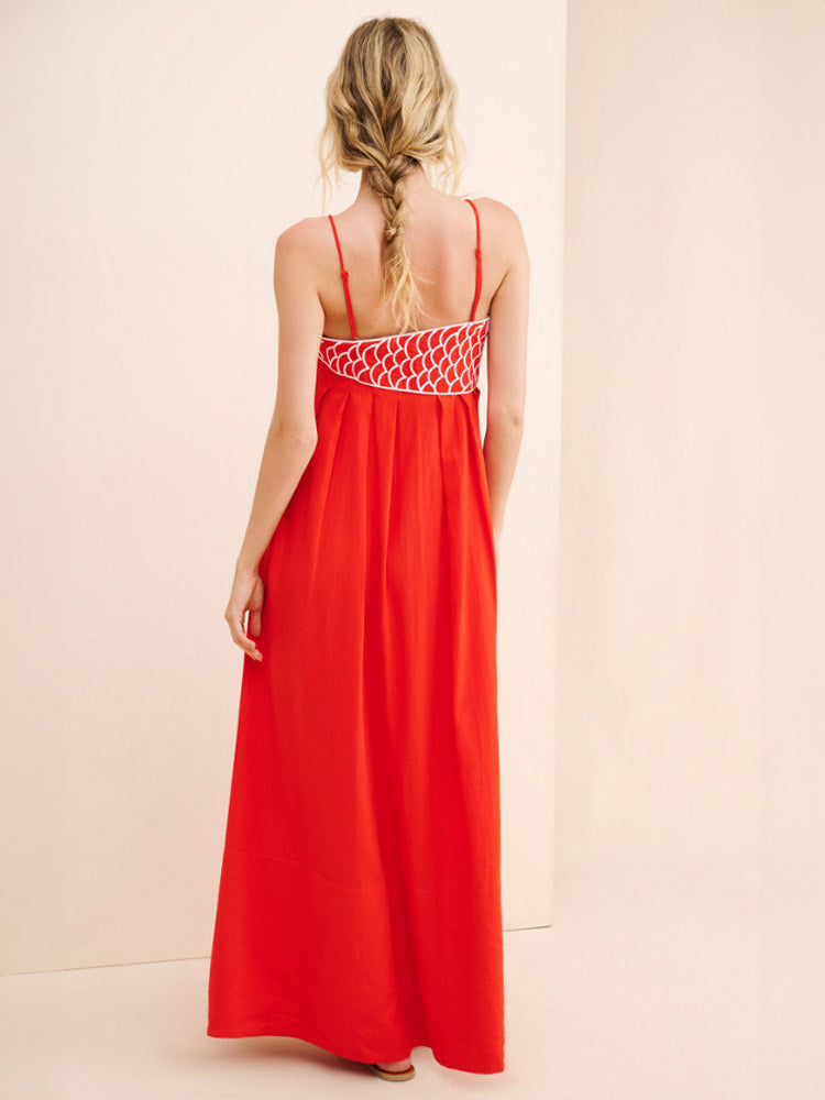 Carissa | Women’s Embroidered Maxi Dress | Asymmetric & Vibrant