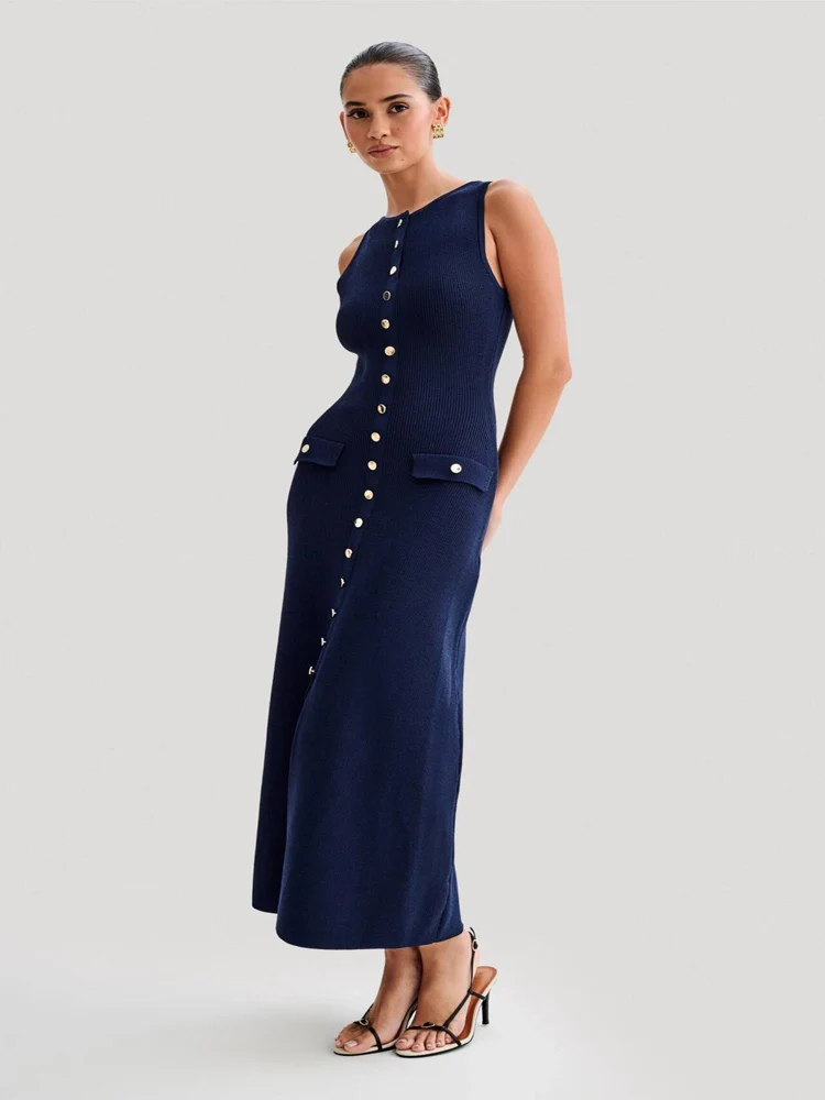 Elanora | Women’s Maxi Dress | Knitted Button-Up