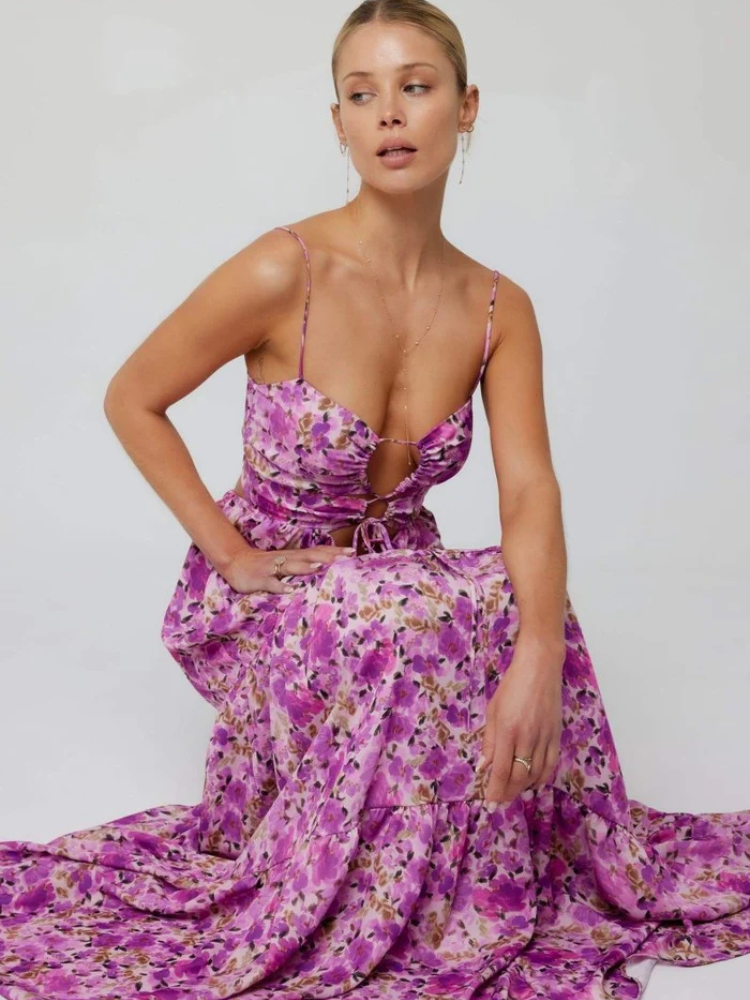 Isla | Women’s Printed Maxi Dress | Cut-Out & Slip Style