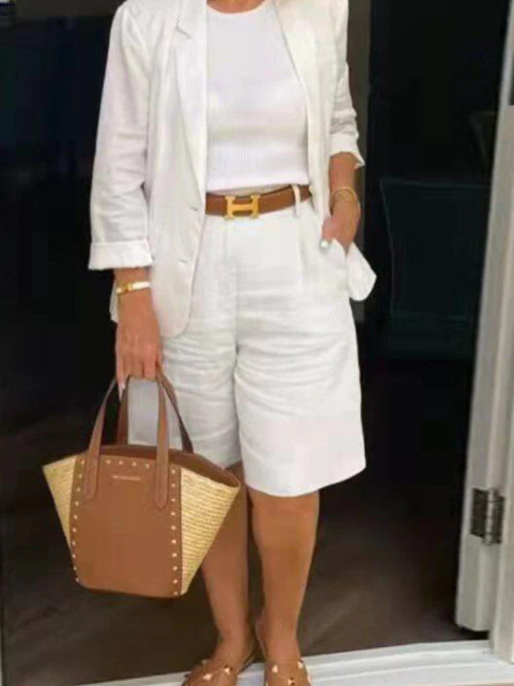 Anastasia | Women’s Linen Blazer & Shorts Set | Elegant & Breezy