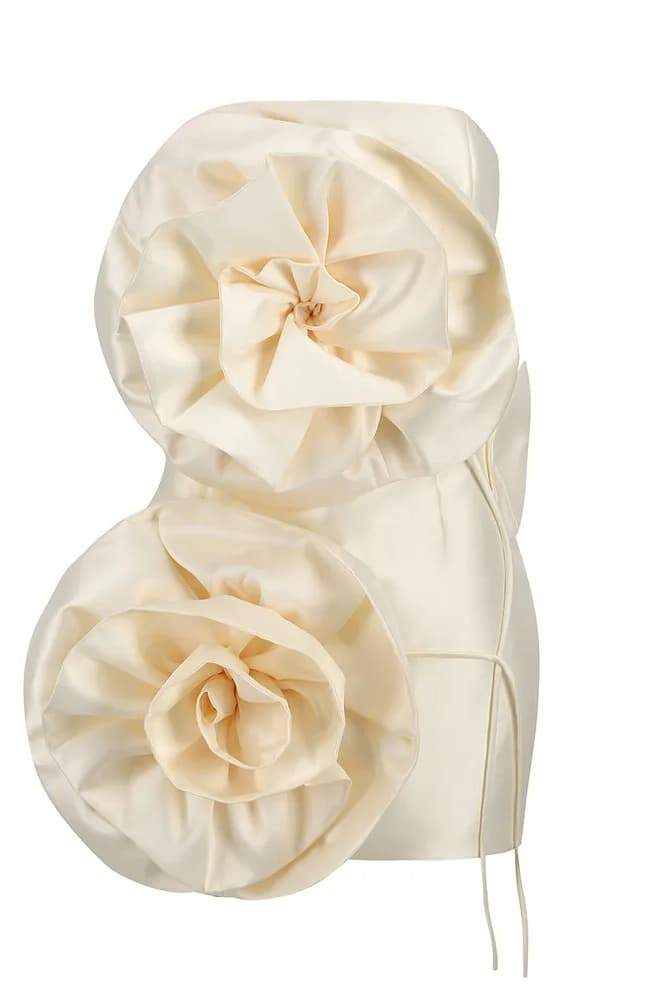 3D Floral Strapless Mini Dress | Sculptural & Bold | High-Fashion Statement