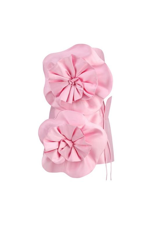 3D Floral Strapless Mini Dress | Sculptural & Bold | High-Fashion Statement