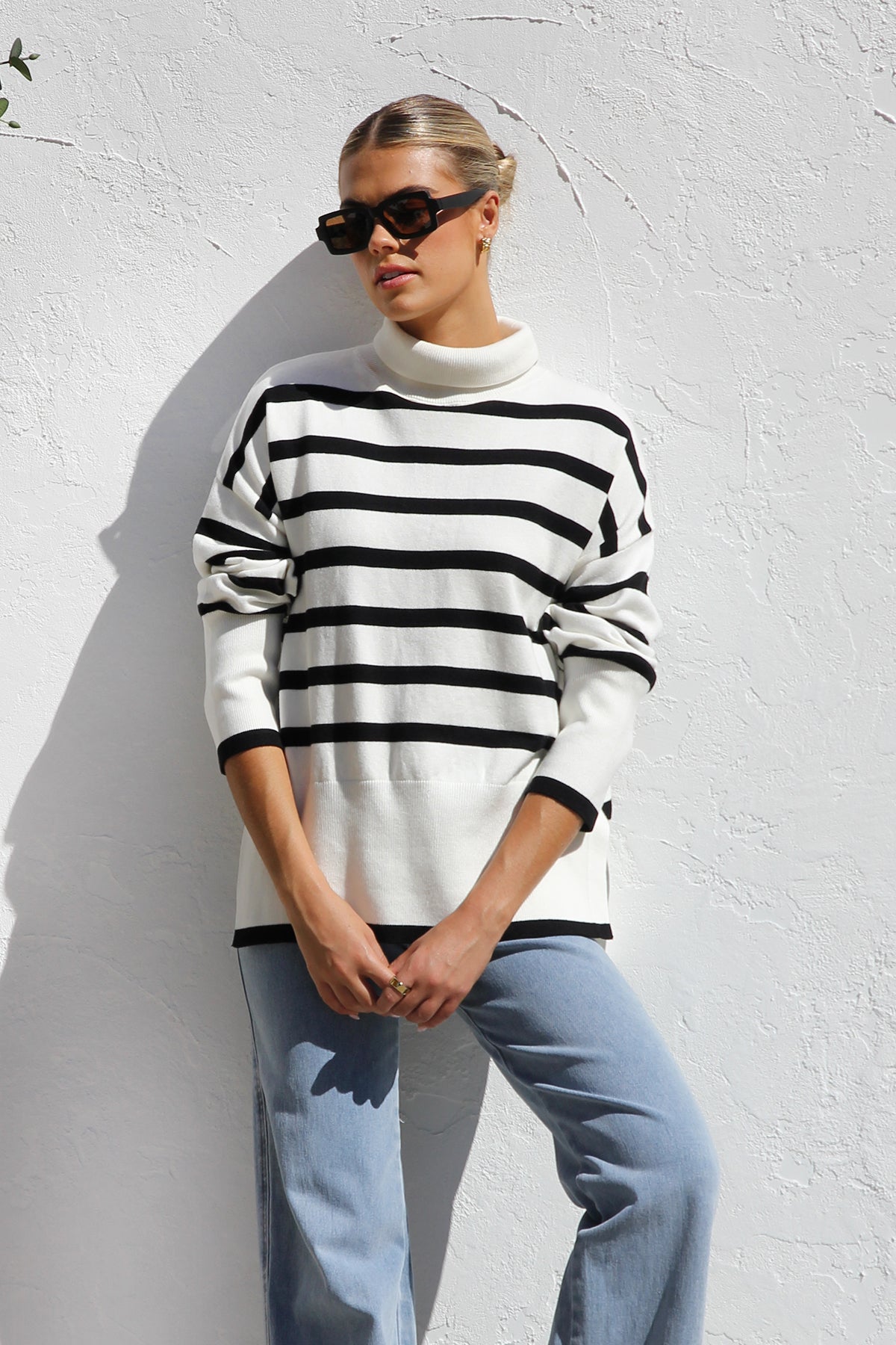 Striped Turtleneck Sweater | Oversized Fit | Classic & Cozy