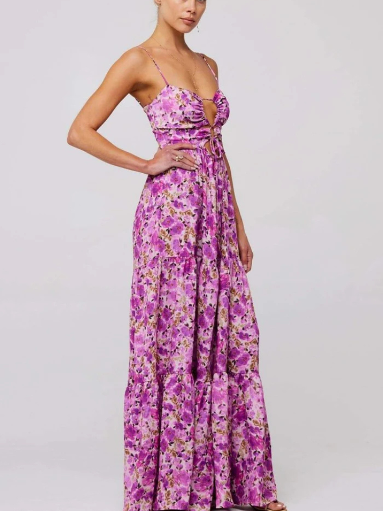 Isla | Women’s Printed Maxi Dress | Cut-Out & Slip Style