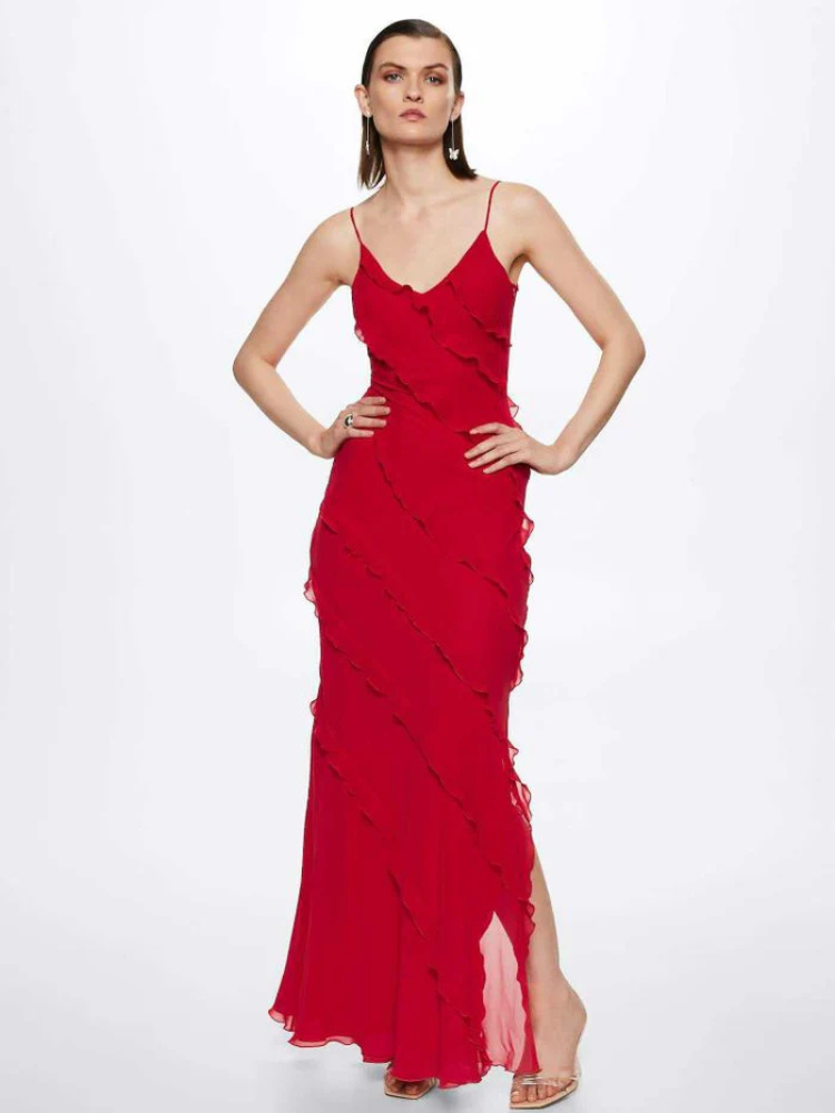 Seraphina | Women’s Chiffon Maxi Dress | Ruffled & Slip Style