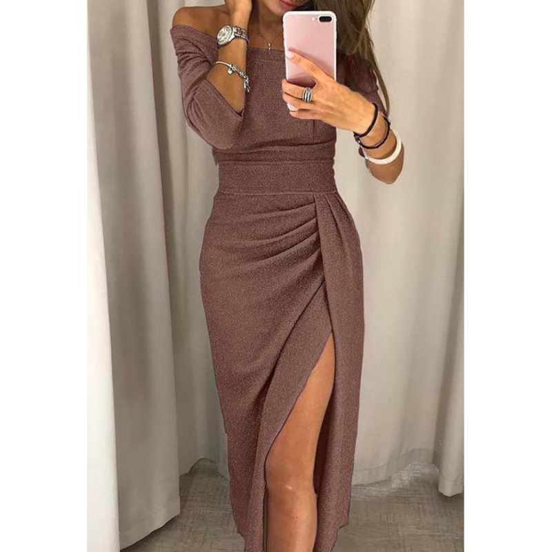 Alessandra | Women's Off-Shoulder Dress | Elegant Satin