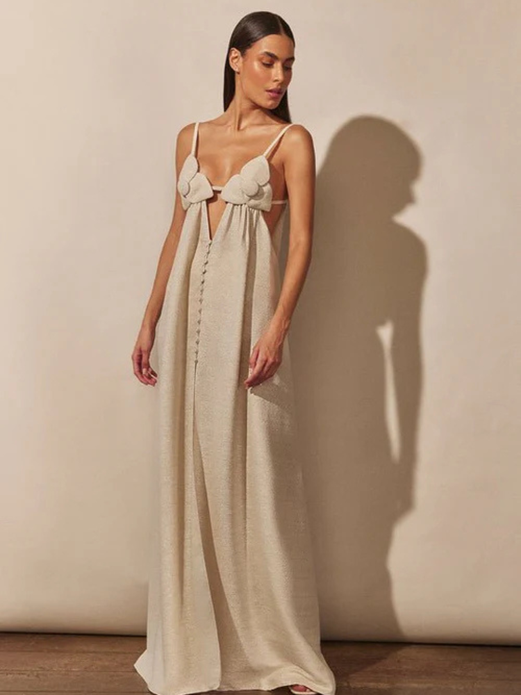 Lina | Women’s Floral Maxi Dress | V-Neck & High Slit