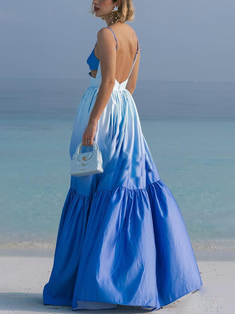 Selene | Women’s Gradient Maxi Dress | Cutout Waist & Tiered