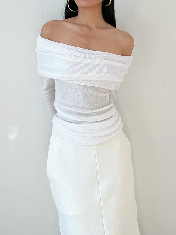 Solenne | Women’s Shirt | Off-Shoulder Relaxed Chic