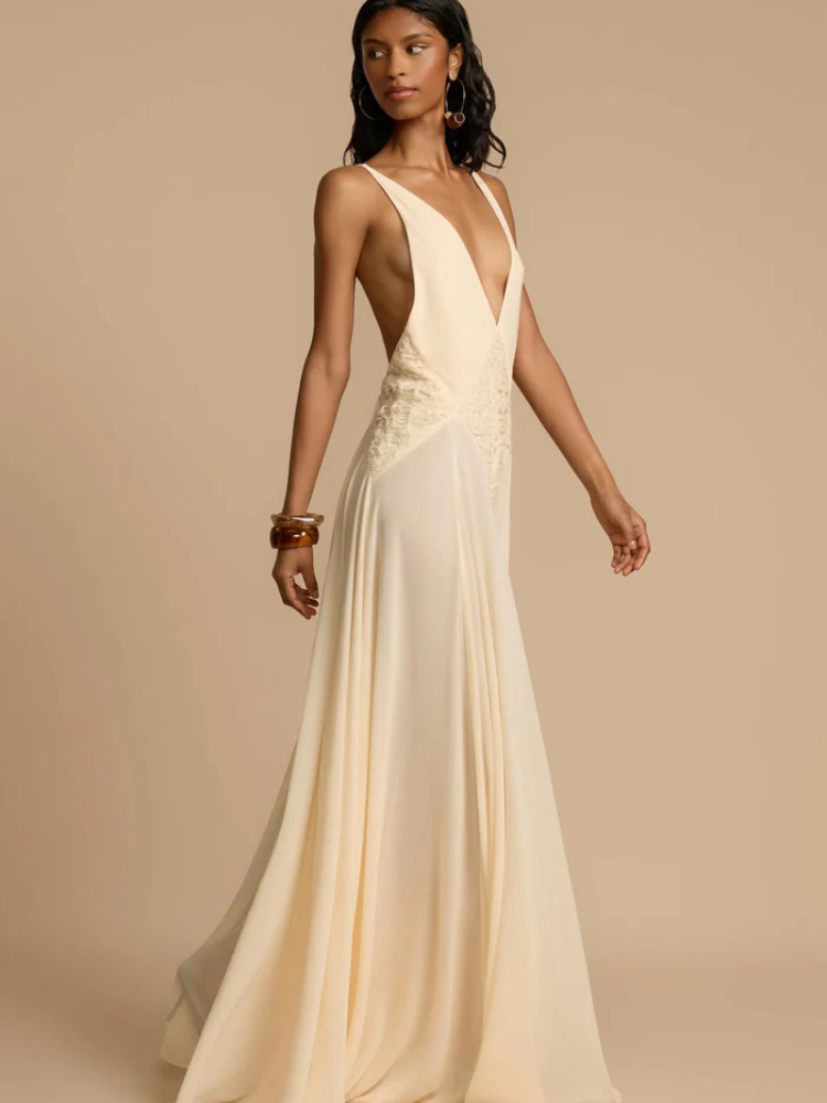 Lyra | Women’s Plunging Maxi Dress | Flowing