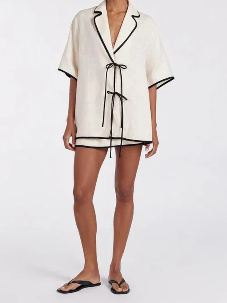 Violet | Women’s Skirt Set | Oversized Contrast Tie