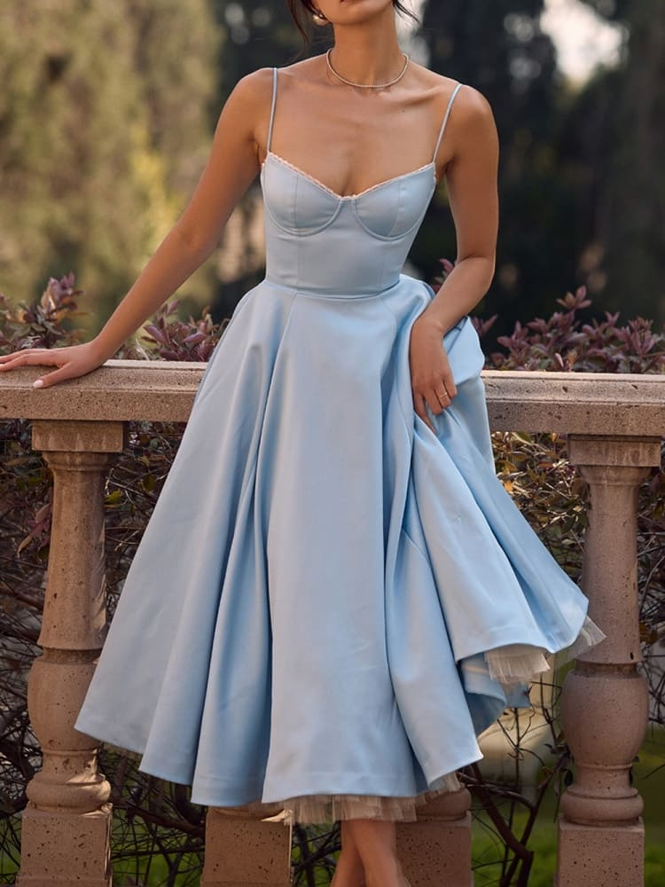 Colette | Women’s Tulle Midi Dress | Boned Corset Bodice