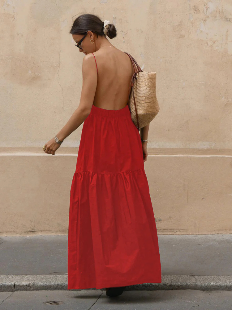 Valetta | Women’s Long Dress | Solid Backless Elegant