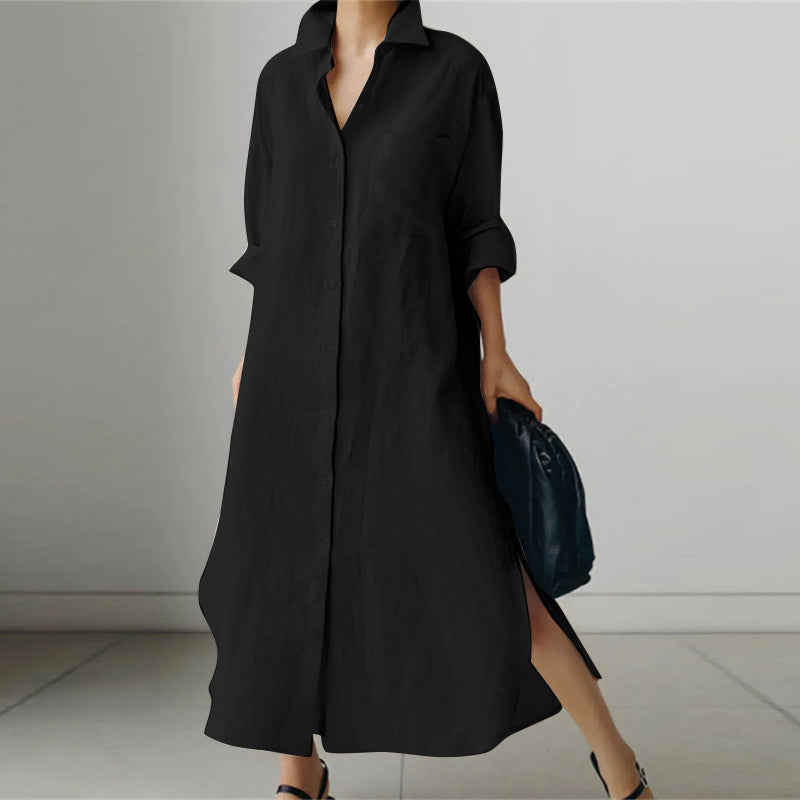 Anya | Women's Lightweight Shirt Dress | Maxi