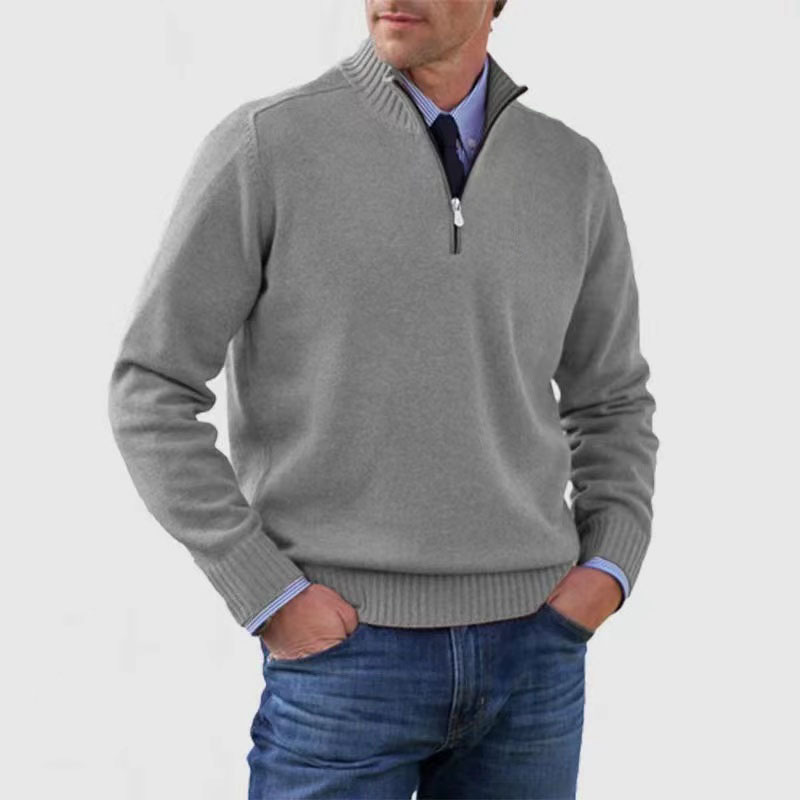 Men’s Half-Zip Sweater | Knitted Pullover with Stand Collar