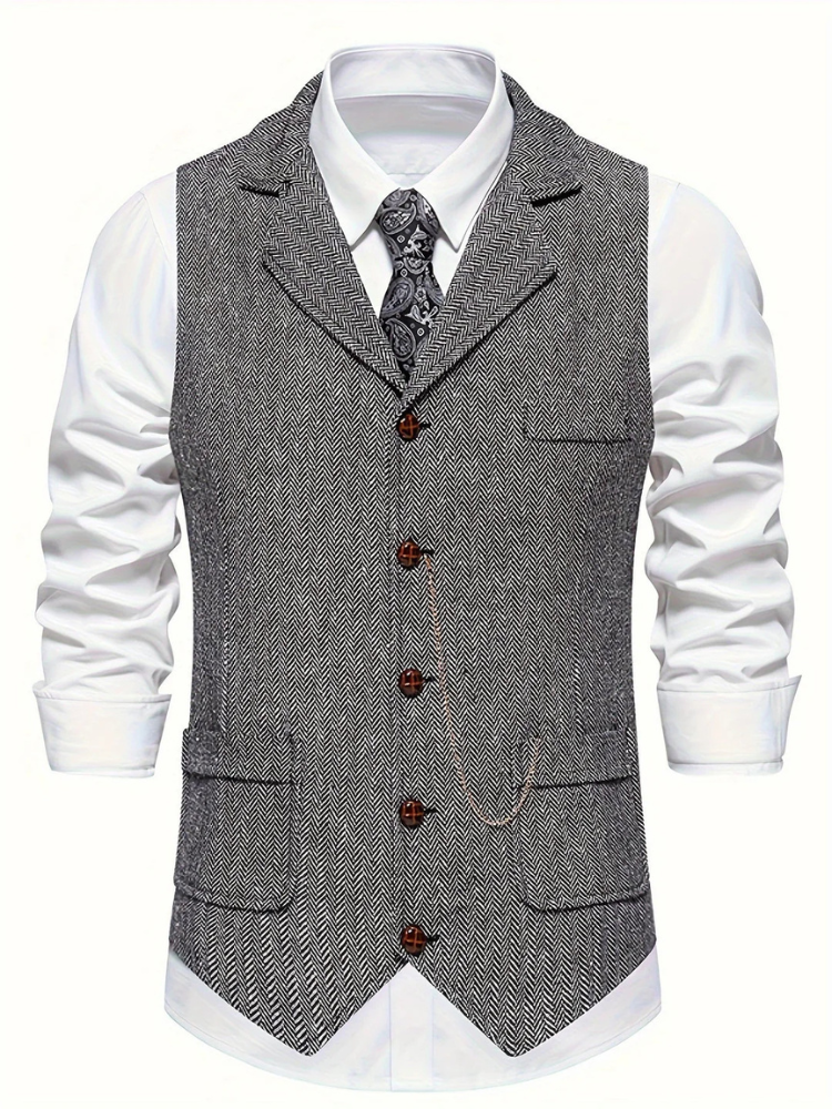 Lennard | Men’s Herringbone Vest | Classic Fit