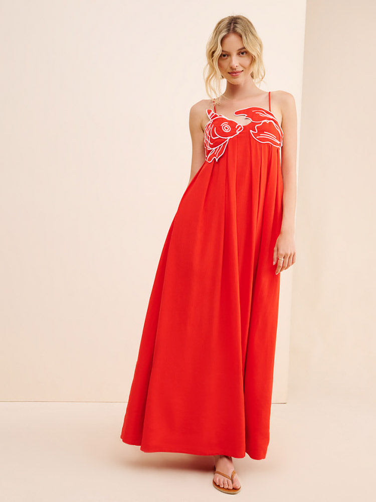 Carissa | Women’s Embroidered Maxi Dress | Asymmetric & Vibrant