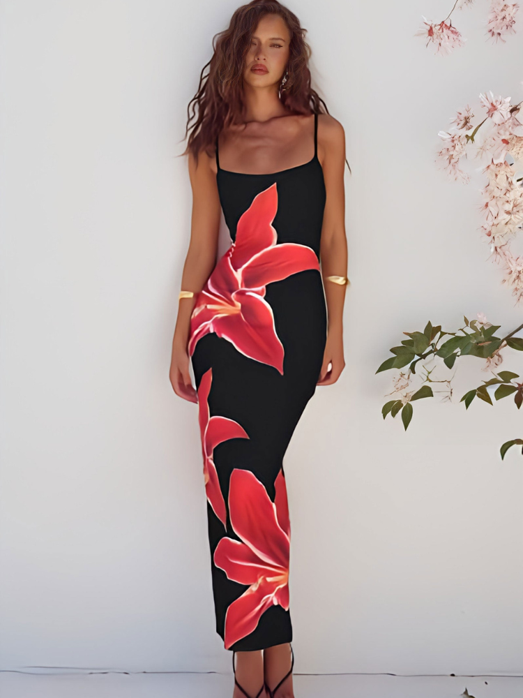 Chelsea | Women’s Maxi Dress | Floral Print and Strappy Detail
