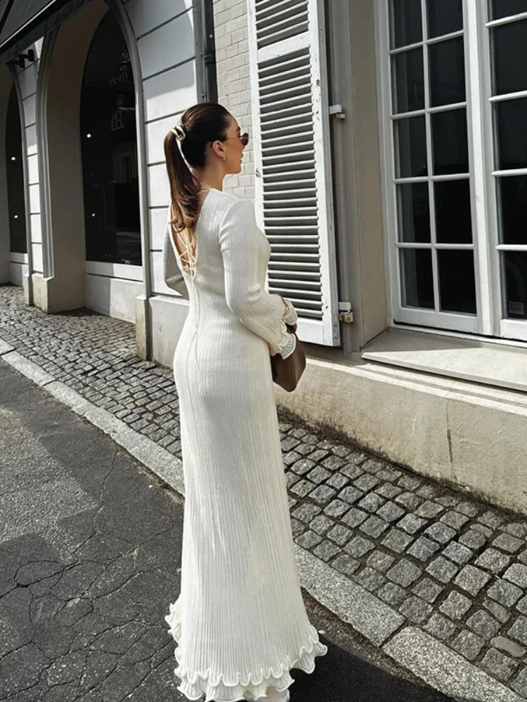 Elisora | Women’s Long Dress | Ruffled Pleated