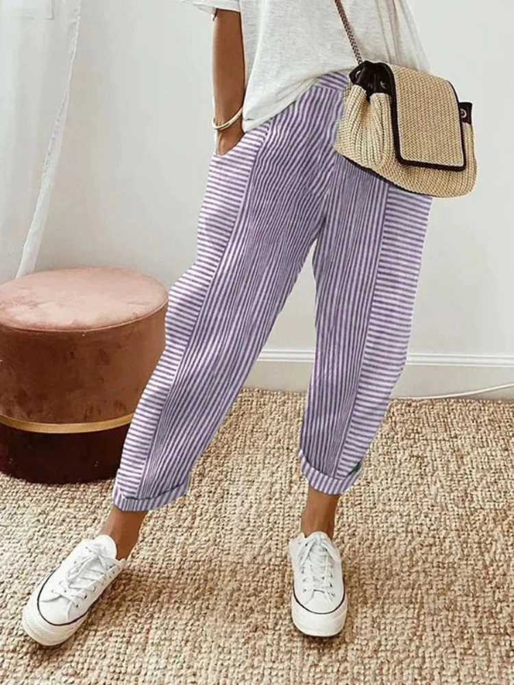 Nina | Women’s Relax Pants | Striped Cotton