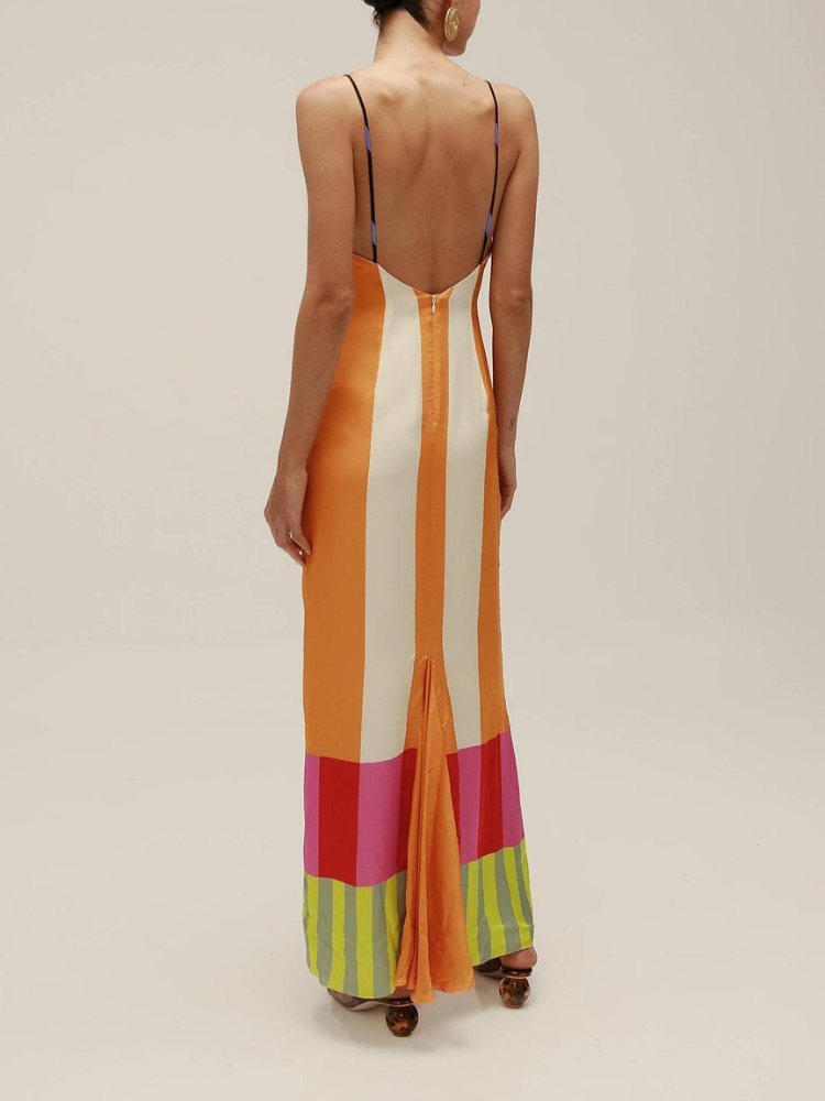 Paloma | Women’s Striped Midi Dress | Geometric & Vibrant