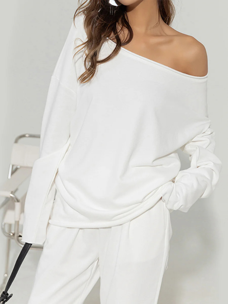 Ravena | Women’s Sweatshirt | Asymmetrical Off Shoulder Solid