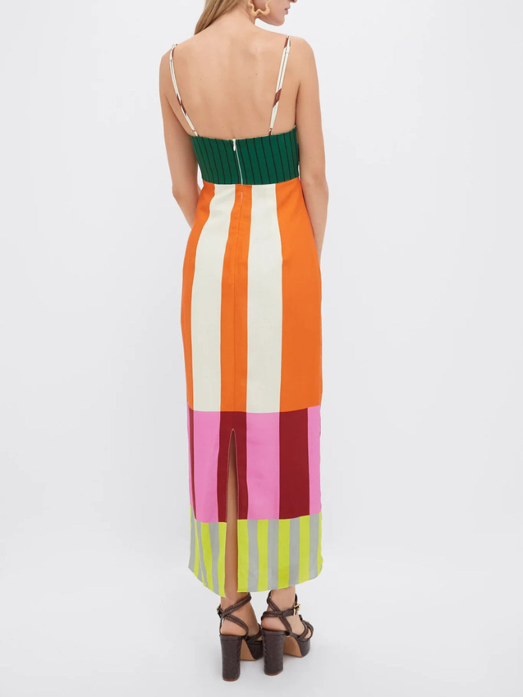 Paloma | Women’s Striped Midi Dress | Geometric & Vibrant