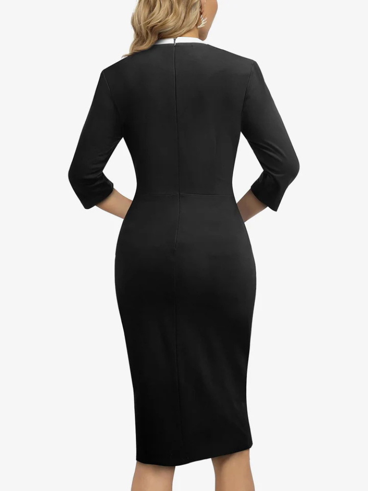 Taylor | Women’s Midi Dress | Colorblock Sheath 3/4 Sleeve