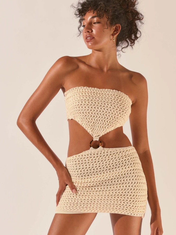 Naya | Women’s Crochet Mini Dress | Strapless & Cut-Out